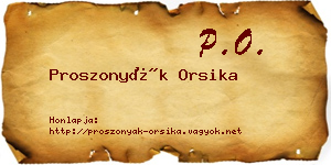 Proszonyák Orsika névjegykártya